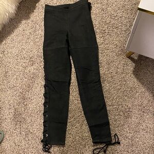 Black Lace-Up Leggings